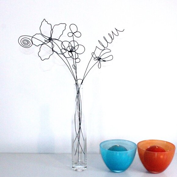 Handmade Wire Flowers Made to Order Made In Canada One of a kind Metal Bouquet - Picture 5 of 13
